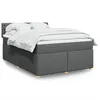 Image de vidaXL Sommier à lattes de lit avec matelas Gris foncé 160x200cm Tissu 3289039