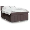 Image de vidaXL Boxspring met matras stof donkerbruin 140x200 cm3289401