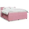 Image de vidaXL Sommier à lattes de lit avec matelas Rose 200x200 cm Velours 3290147