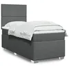 Image de vidaXL Sommier à lattes de lit avec matelas Gris foncé 90x200 cm Tissu 3290365