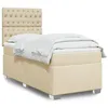 Image de vidaXL Boxspring met matras stof cràmekleurig 90x200 cm3290383
