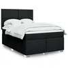 Image de vidaXL Sommier à lattes de lit avec matelas Noir 140x200 cm Tissu 3290506