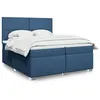 Image de vidaXL Sommier à lattes de lit avec matelas Bleu 200x200 cm Tissu, lit, lit à plate-forme, lit à panneaux, meuble de chambre 3290594