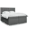 Image de vidaXL Sommier à lattes de lit avec matelas Gris foncé 200x200cm Tissu, lit, lit à plate-forme, lit à panneaux 3290596