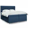 Image de vidaXL Sommier à lattes de lit avec matelas Bleu 200x200 cm Tissu, lit, lit à plate-forme, lit à panneaux, meuble de chambre 3290608