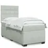 Image de vidaXL Sommier à lattes de lit et matelas Gris clair 90x200 cm Velours 3290810