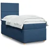 Image de vidaXL Sommier à lattes de lit avec matelas Bleu 80x200 cm Tissu, lit, lit à plate-forme, lit à panneaux, meuble de chambre 3291106