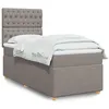 Image de vidaXL Sommier à lattes de lit avec matelas Taupe 80x200 cm Tissu, lit, lit à plate-forme, lit à panneaux, meuble de chambre à coucher, canapé-lit