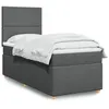 Image de vidaXL Sommier à lattes de lit avec matelas Gris foncé 90x200 cm Tissu 3291157