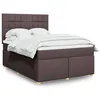 Image de vidaXL Boxspring met matras stof donkerbruin 140x190 cm3291278