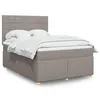 Image de vidaXL Sommier à lattes de lit avec matelas Taupe 140x190 cm Tissu 3291279