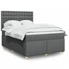 Image de vidaXL Sommier à lattes de lit avec matelas Gris foncé 140x190cm Tissu 3291290