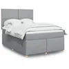 Image de vidaXL Sommier à lattes de lit avec matelas Gris clair 160x200cm Tissu, lit, lit à plate-forme, lit à panneaux 3291324