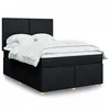 Image de vidaXL Sommier à lattes de lit avec matelas Noir 160x200 cm Tissu, lit, lit à plate-forme, lit à panneaux, meuble de chambre 3291326