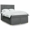 Image de vidaXL Sommier à lattes de lit avec matelas Gris foncé 160x200cm Tissu, lit, lit à plate-forme, lit à panneaux, meuble de 3291332