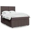 Image de vidaXL Boxspring met matras stof donkerbruin 140x200 cm3291687
