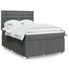Image de vidaXL Sommier à lattes de lit avec matelas Gris foncé 140x200cm Tissu, lit, lit à plate-forme, lit à panneaux 3291706