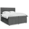 Image de vidaXL Sommier à lattes de lit avec matelas Gris foncé 200x200cm Tissu 3291783