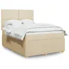 Image de vidaXL Sommier à lattes de lit avec matelas Crème 140x190 cm Tissu 3292049
