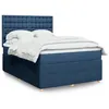 Image de vidaXL Sommier à lattes de lit avec matelas Bleu 160x200 cm Tissu 3292127