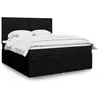 Image de vidaXL Sommier à lattes de lit avec matelas Noir 180x200 cm Tissu 3292137
