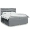 Image de vidaXL Boxspring met matras stof lichtgrijs 200x200 cm3292170