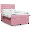 Image de vidaXL Sommier à lattes de lit avec matelas Rose 160x200 cm Velours, lit, lit à plate-forme, lit à panneaux, meuble de 3292387