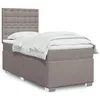 Image de vidaXL Sommier à lattes de lit avec matelas Taupe 90x190 cm Tissu, lit, lit à plate-forme, lit à panneaux, meuble de chambre 3292661