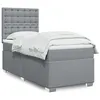 Image de vidaXL Sommier à lattes de lit avec matelas Gris clair 90x200 cm Tissu, lit, lit à plate-forme, lit à panneaux, meuble de 3292685