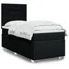 Image de vidaXL Sommier à lattes de lit avec matelas Noir 100x200 cm Tissu, lit, lit à plate-forme, lit à panneaux, meuble de chambre 3292701
