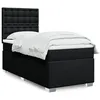 Image de vidaXL Sommier à lattes de lit avec matelas Noir 100x200 cm Tissu, lit, lit à plate-forme, lit à panneaux, meuble de chambre 3292715