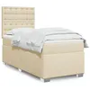 Image de vidaXL Boxspring met matras stof cràmekleurig 100x200 cm3292718
