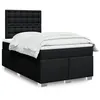 Image de vidaXL Sommier à lattes de lit avec matelas noir 120x190 cm tissu, lit, lit à plate-forme, lit à panneaux, meuble de chambre 3292743