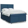 Image de vidaXL Boxspring met matras stof blauw 140x190 cm3292782