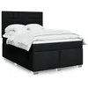 Image de vidaXL Sommier à lattes de lit avec matelas Noir 140x190 cm Tissu, lit, lit à plate-forme, lit à panneaux, meuble de chambre 3292785