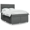 Image de vidaXL Sommier à lattes de lit avec matelas Gris foncé 140x190cm Tissu, lit, lit à plate-forme, lit à panneaux 3292791