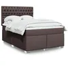 Image de vidaXL Boxspring met matras stof donkerbruin 140x190 cm3292793