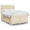 Image de vidaXL Boxspring met matras stof cràmekleurig 140x190 cm3292795