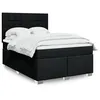 Image de vidaXL Sommier à lattes de lit avec matelas Noir 140x200 cm Tissu, lit, lit à plate-forme, lit à panneaux, meuble de chambre 3292813