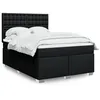 Image de vidaXL Sommier à lattes de lit avec matelas Noir 160x200 cm Tissu, lit, lit à plate-forme, lit à panneaux, meuble de chambre 3292855