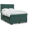 Image de vidaXL Sommier à lattes de lit et matelas Vert foncé 140x190cm Velours, lit, lit à plate-forme, lit à panneaux 3293203