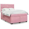 Image de vidaXL Sommier à lattes de lit avec matelas Rose 140x200 cm Velours 3293241