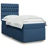 Image de vidaXL Sommier à lattes de lit avec matelas Bleu 100x200 cm Tissu