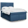 Image de vidaXL Boxspring met matras stof blauw 140x190 cm3293581