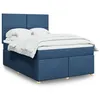 Image de vidaXL Sommier à lattes de lit avec matelas Bleu 160x200 cm Tissu 3293630