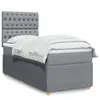 Image de vidaXL Sommier à lattes de lit avec matelas Gris clair 90x200 cm Tissu 3294246