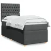 Image de vidaXL Sommier à lattes de lit avec matelas Gris foncé 90x200 cm Tissu 3294247