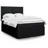 Image de vidaXL Sommier à lattes de lit avec matelas Noir 140x190 cm Tissu 3294346