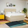 Image de vidaXL Sommier à lattes de lit avec matelas Crème 180x200 cm Tissu 3294454
