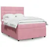 Image de vidaXL Sommier à lattes de lit avec matelas Rose 160x200 cm Velours, lit, lit à plate-forme, lit à panneaux, meuble de 3294687